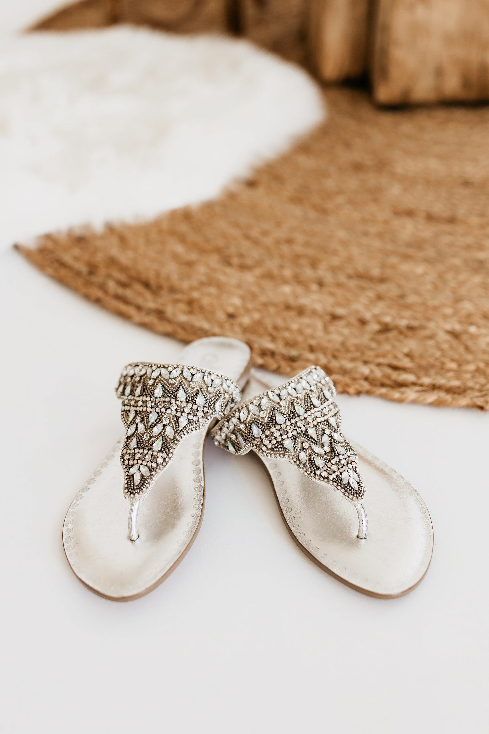 Loving U Silver Jeweled Sandals Leather Upper For Brides Naughty Monkey