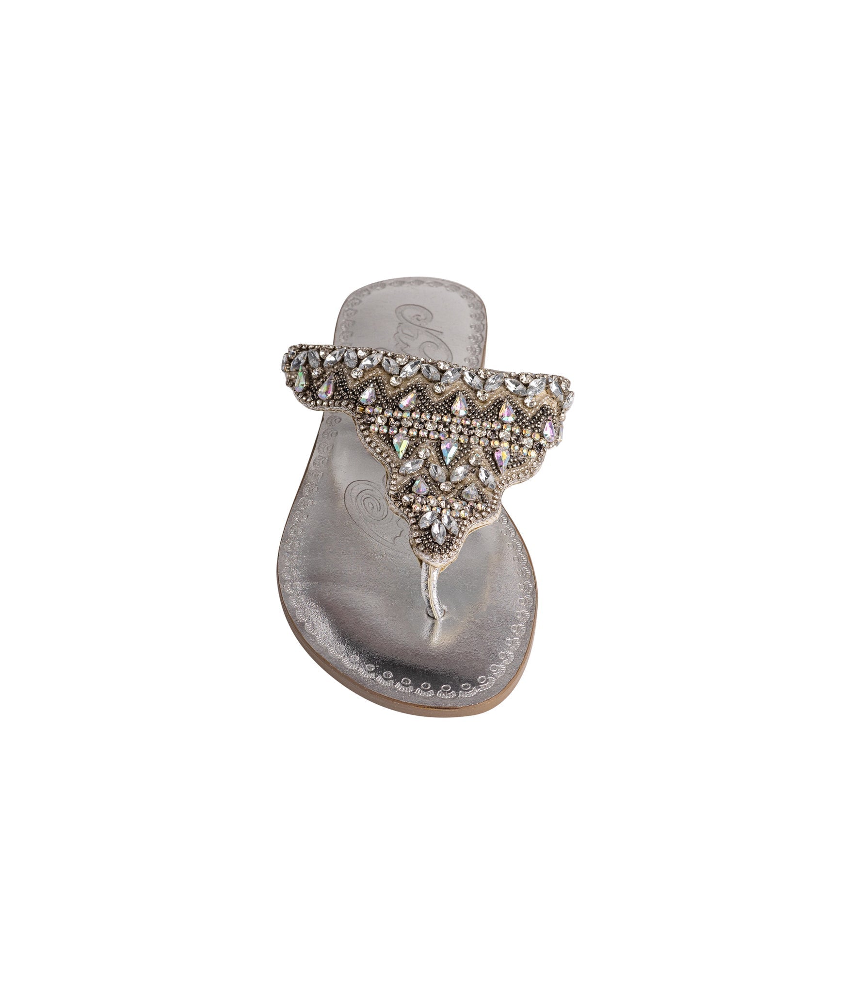 Loving U Silver Jeweled Sandals Leather Upper For Brides Naughty Monkey