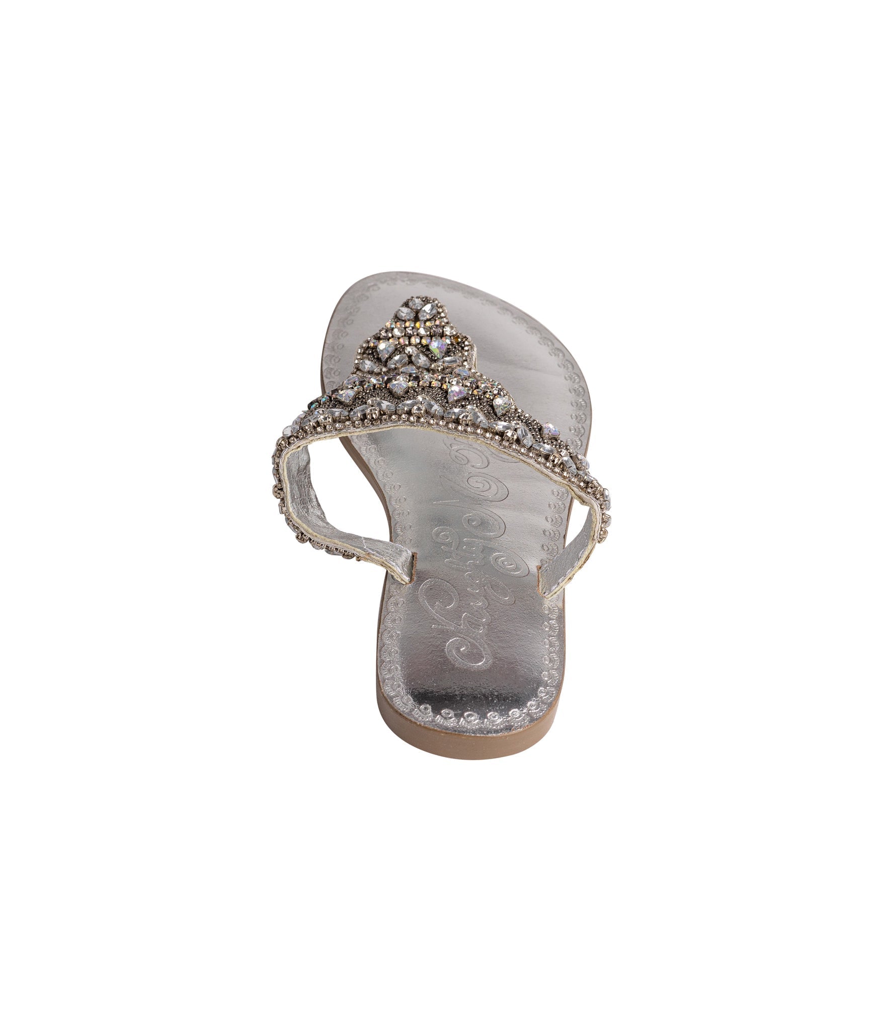 Loving U Silver Jeweled Sandals Leather Upper For Brides Naughty Monkey