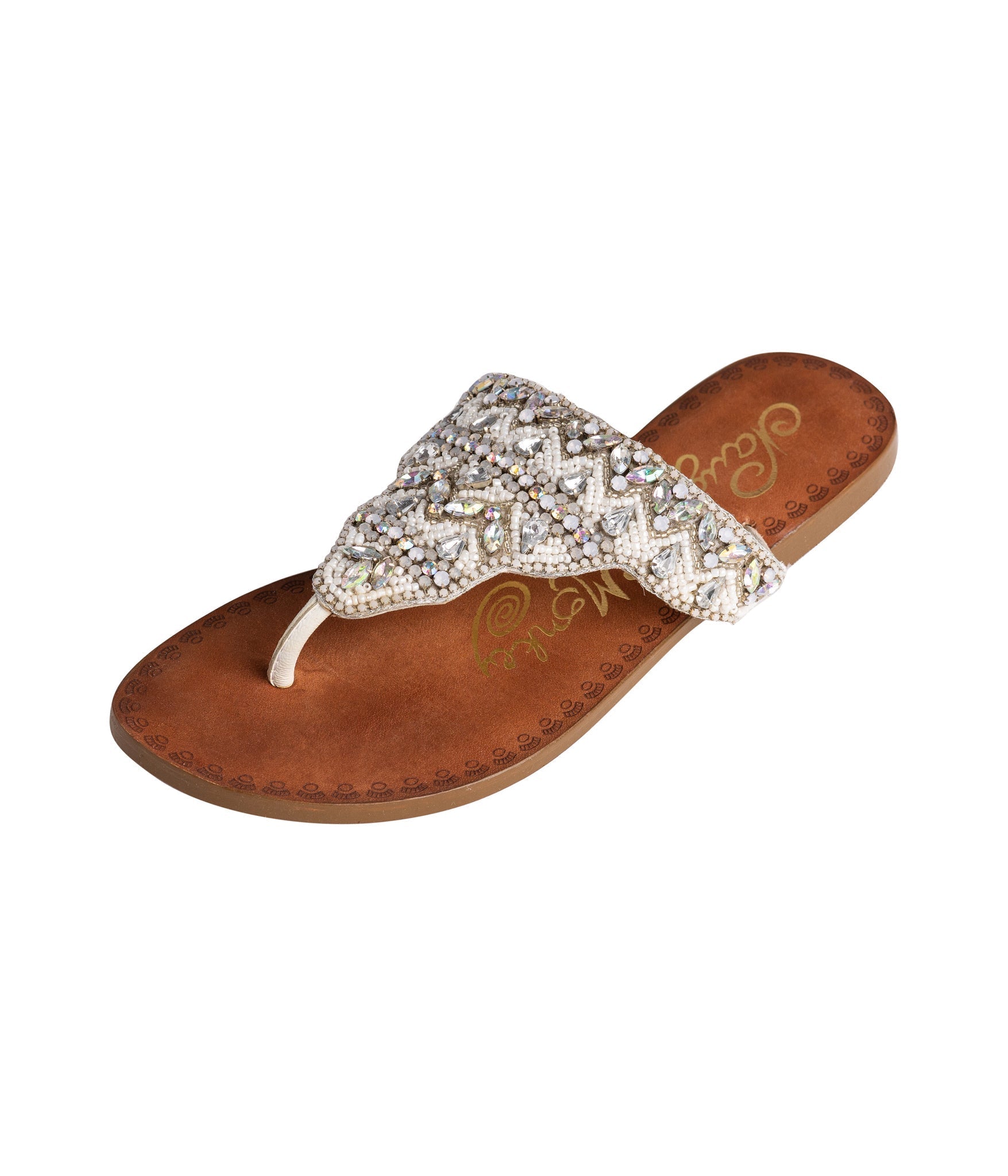 Loving U White Jeweled Bridal Sandals Premium Leather Upper Naughty Monkey