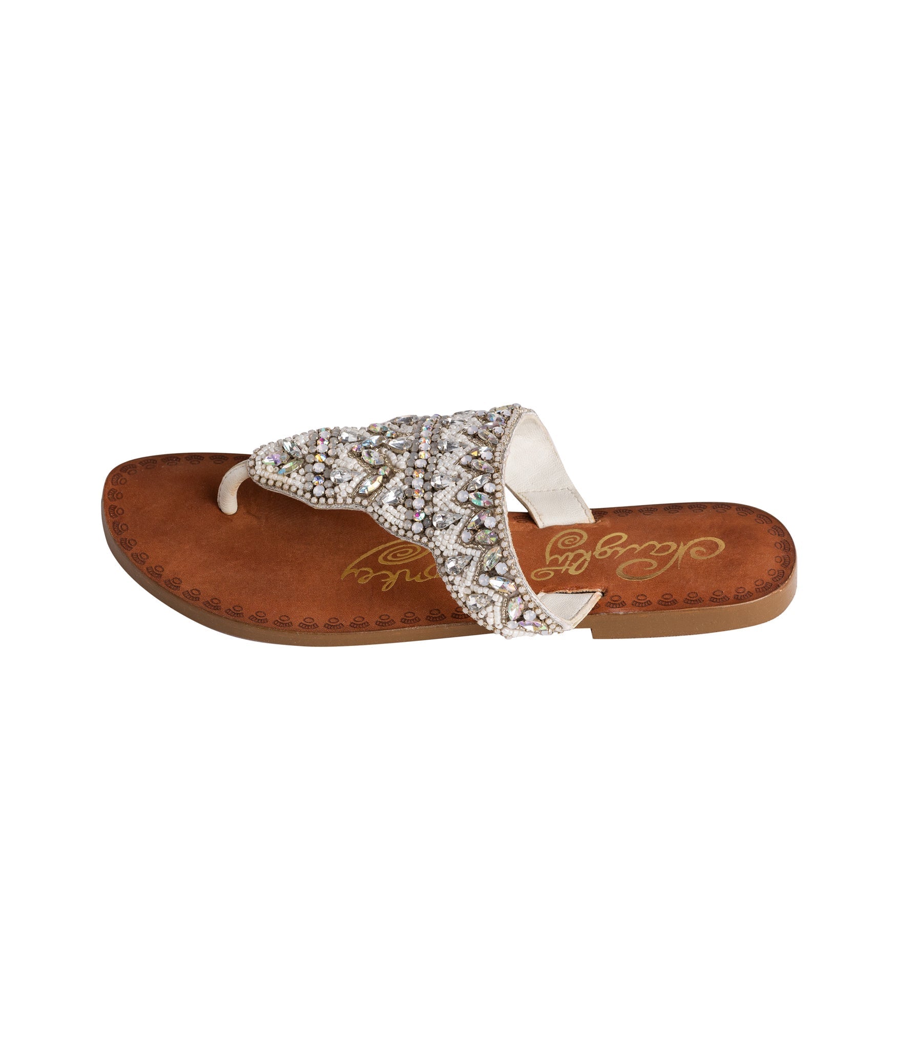Loving U White Jeweled Bridal Sandals Premium Leather Upper Naughty Monkey