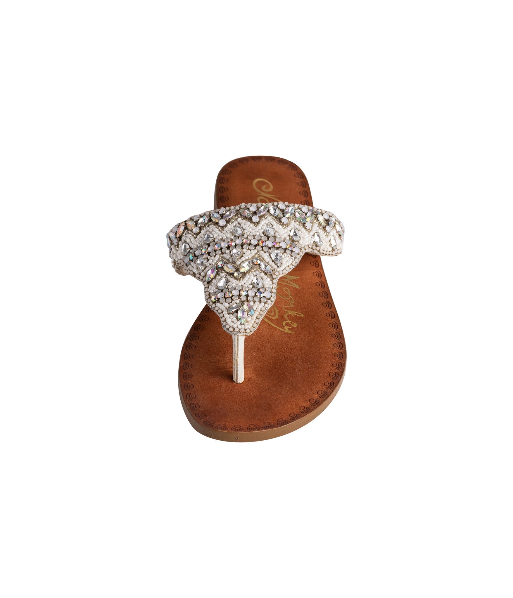Loving U White Jeweled Bridal Sandals Premium Leather Upper Naughty Monkey