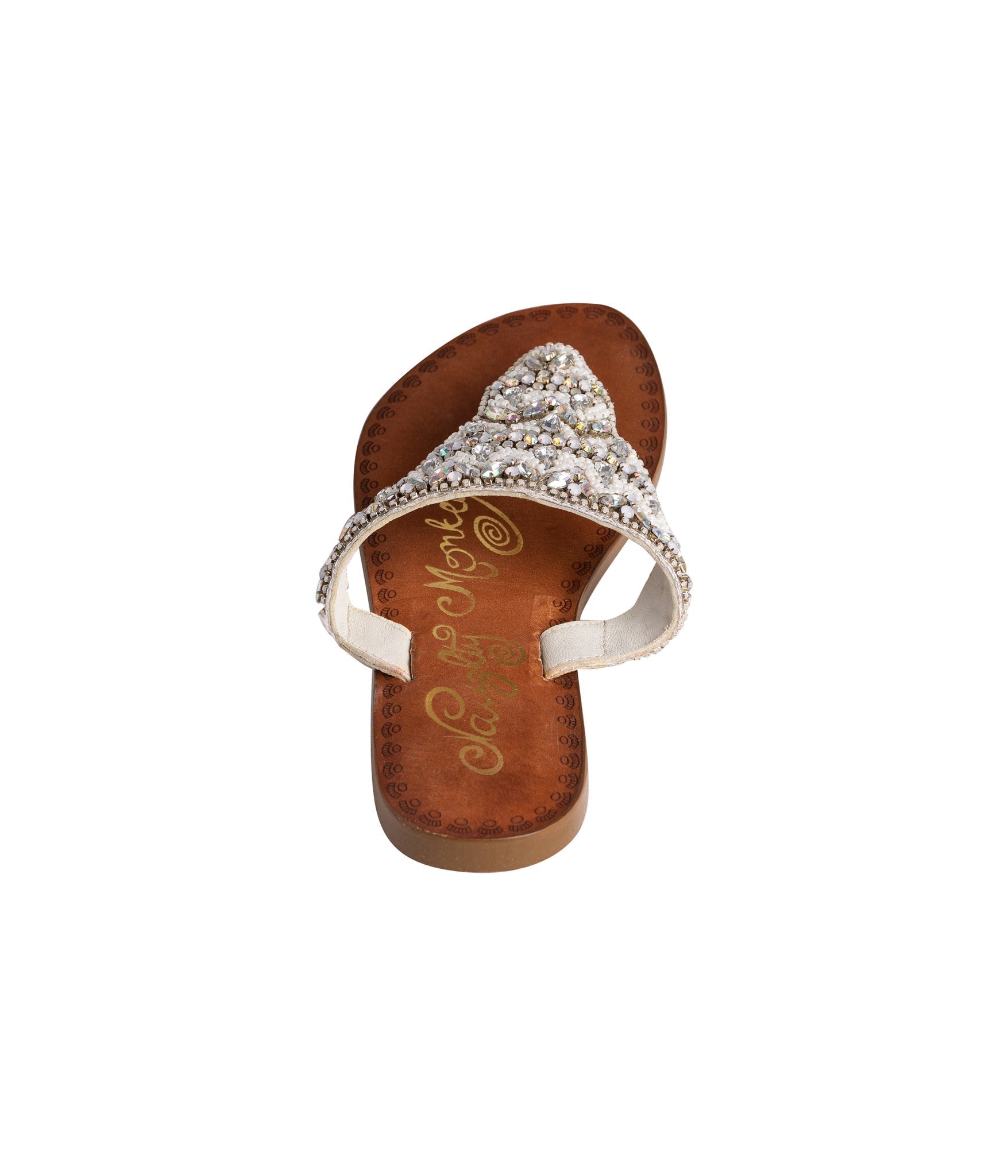 Loving U White Jeweled Bridal Sandals Premium Leather Upper Naughty Monkey