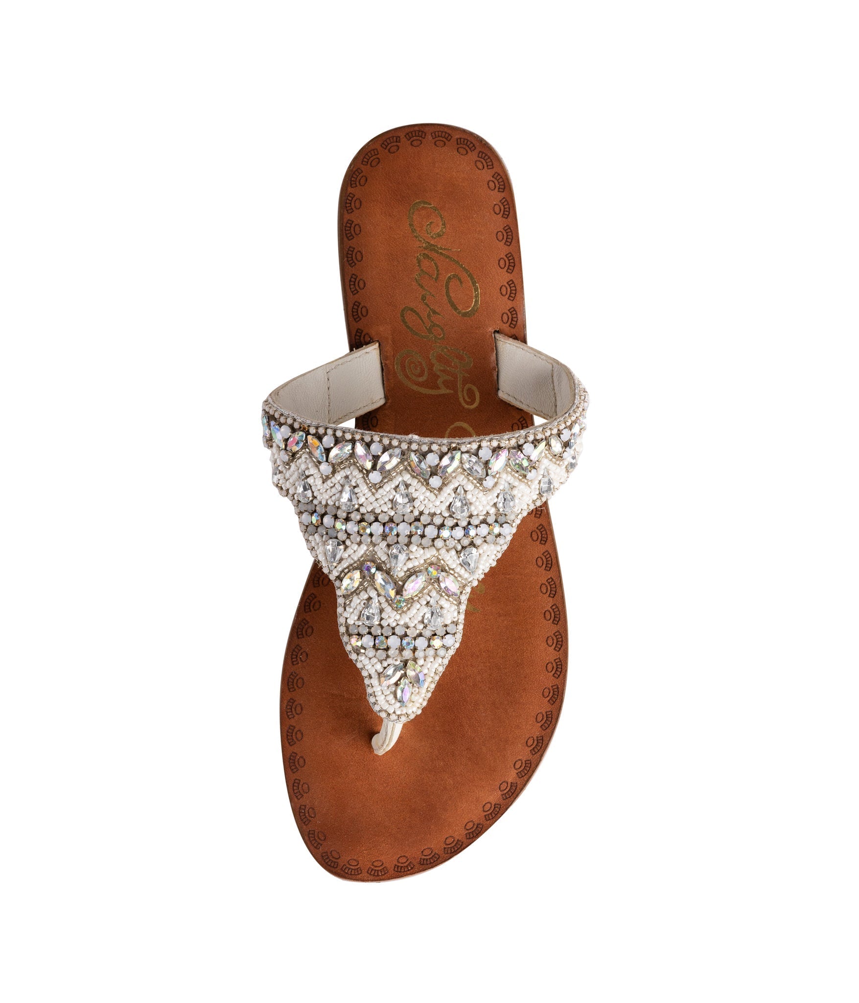 Loving U White Jeweled Bridal Sandals Premium Leather Upper Naughty Monkey