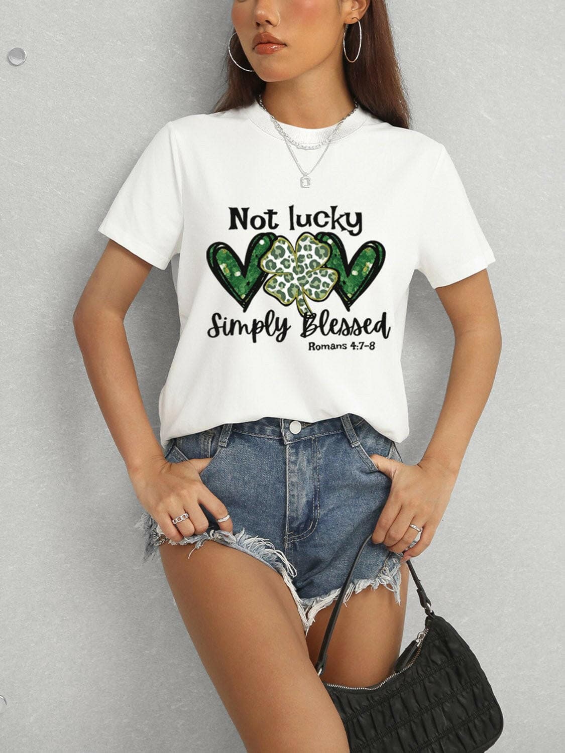 Lucky Clover Round Neck Short Sleeve T-Shirt - Love Salve