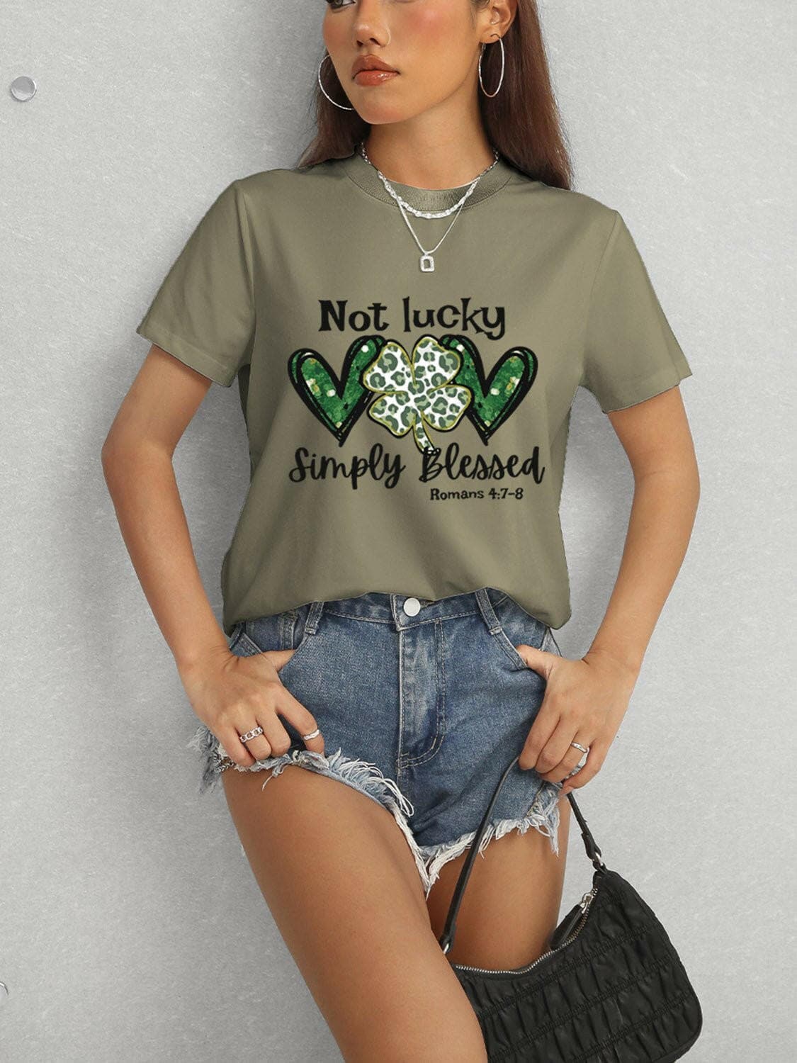 Lucky Clover Round Neck Short Sleeve T-Shirt - Love Salve