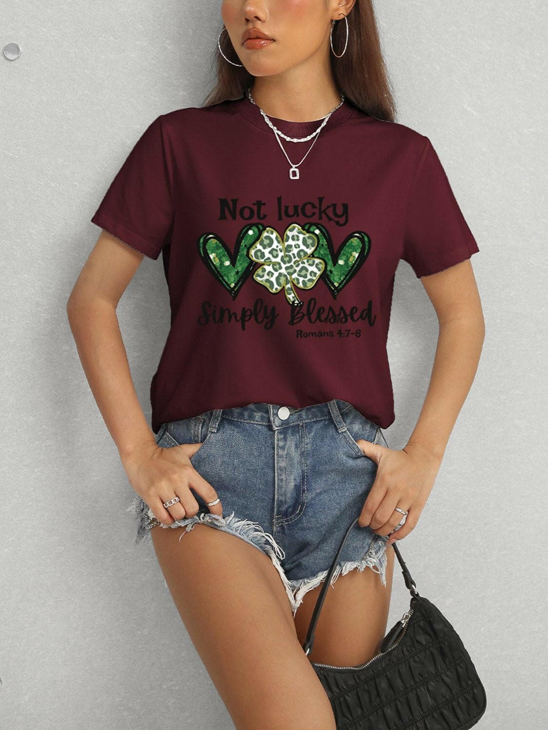 Lucky Clover Round Neck Short Sleeve T-Shirt - Love Salve