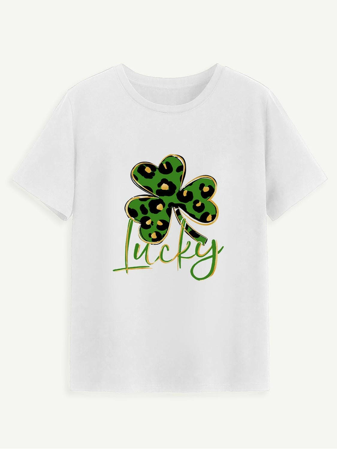 Lucky Clover Round Neck Short Sleeve T-Shirt - Love Salve