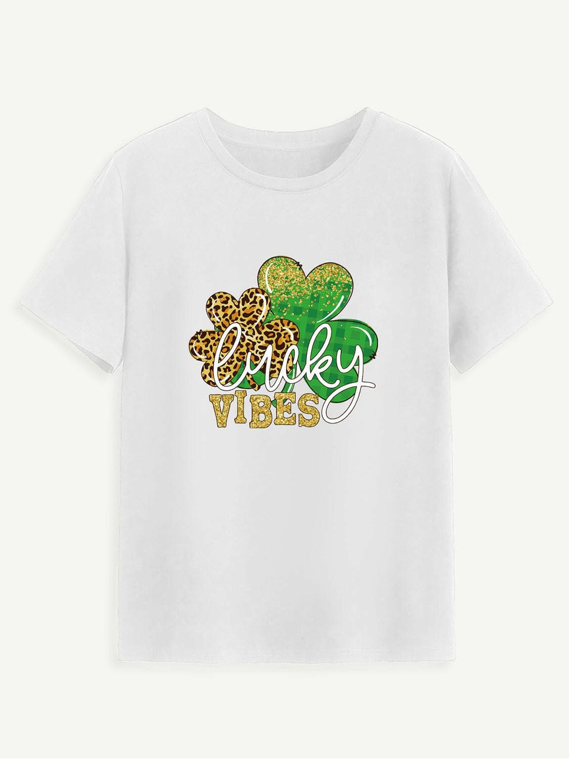 LUCKY VIBES Round Neck Short Sleeve T-Shirt - Love Salve