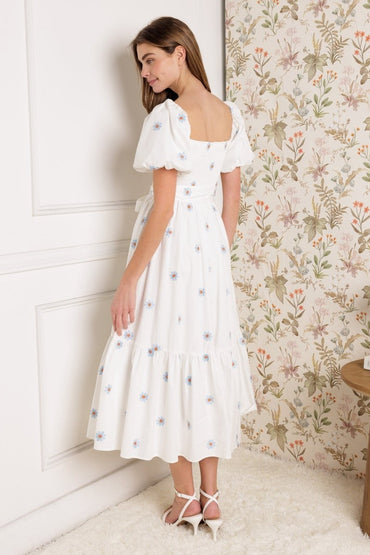 LUXE LAGOON EMBROIDERED MIDI DRESS - Love Salve