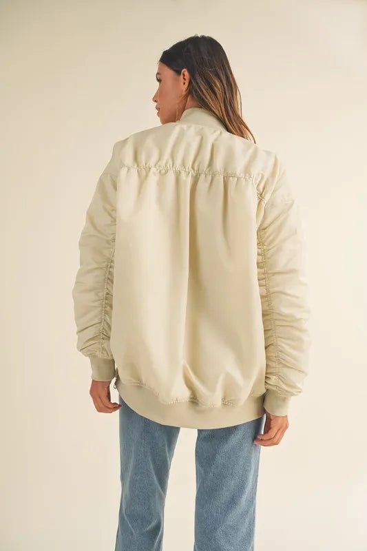 MABLE Back Ruched Utiltiy Bomber Jacket - Love Salve