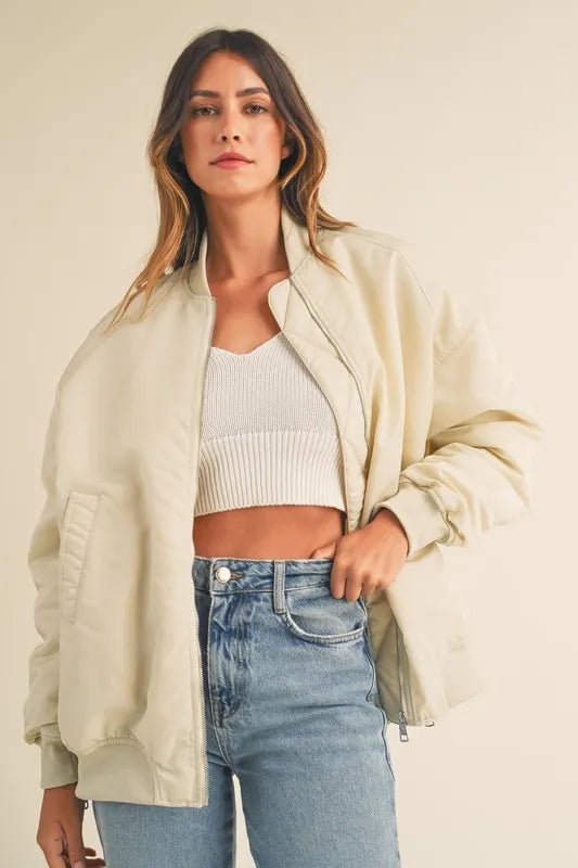 MABLE Back Ruched Utiltiy Bomber Jacket - Love Salve
