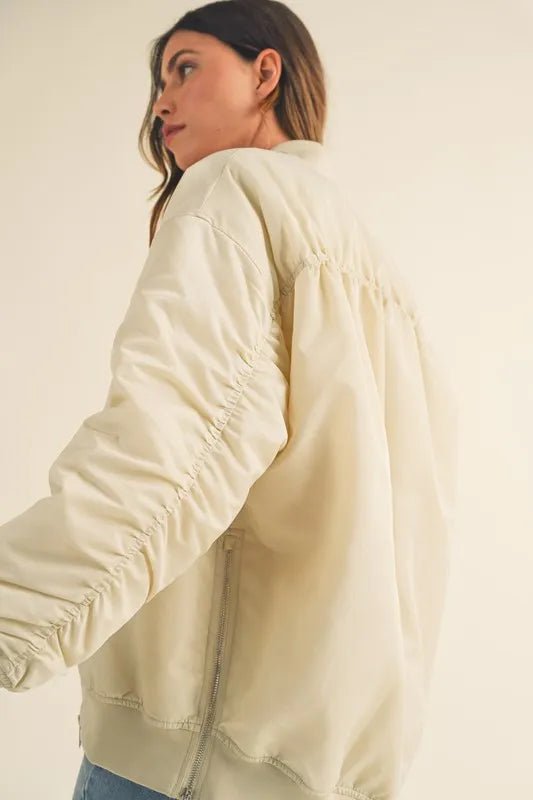 MABLE Back Ruched Utiltiy Bomber Jacket - Love Salve