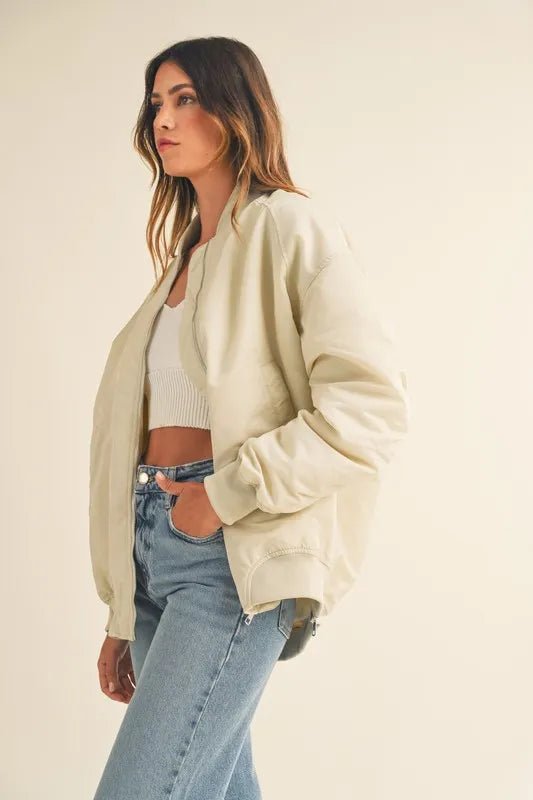 MABLE Back Ruched Utiltiy Bomber Jacket - Love Salve