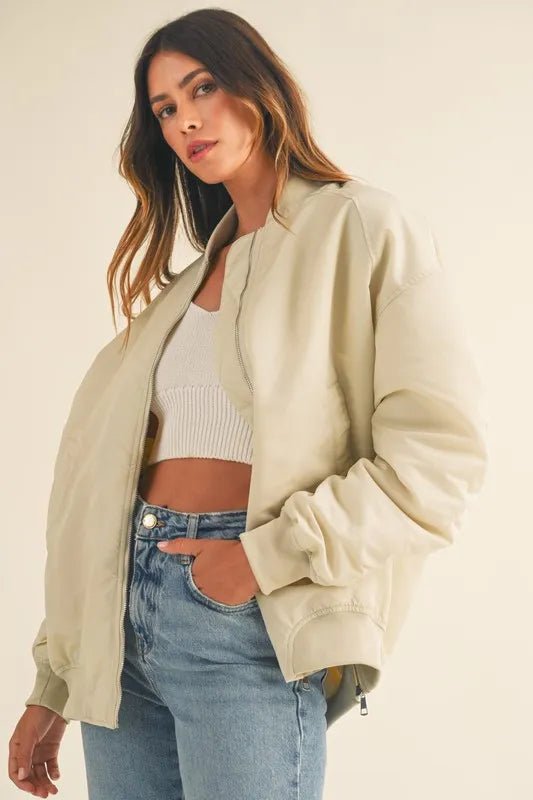 MABLE Back Ruched Utiltiy Bomber Jacket - Love Salve