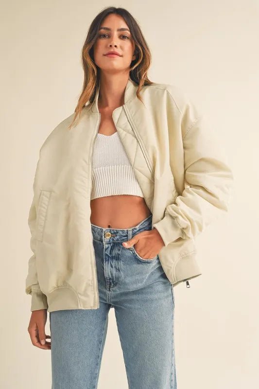 MABLE Back Ruched Utiltiy Bomber Jacket - Love Salve