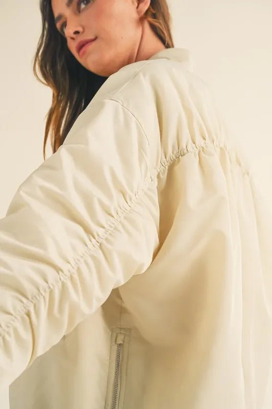 MABLE Back Ruched Utiltiy Bomber Jacket - Love Salve