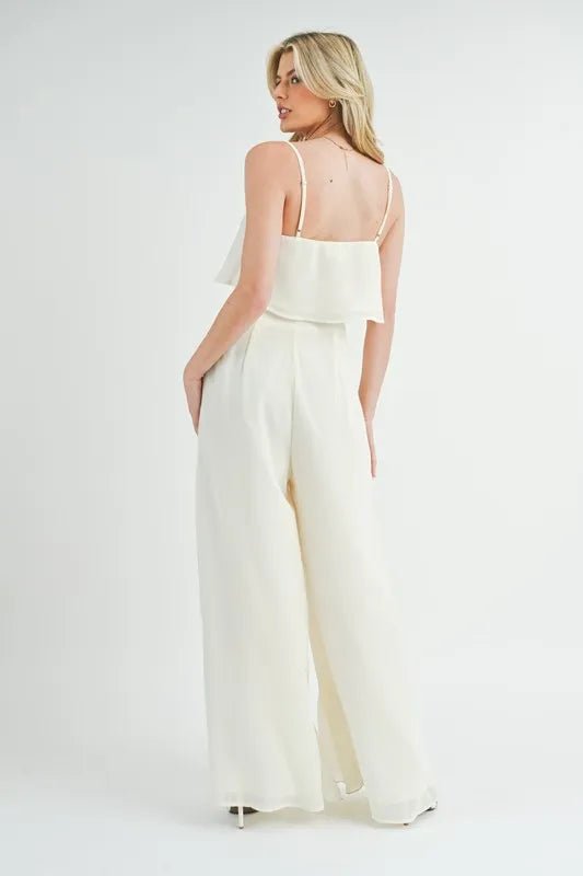 MABLE Crop Cami and Ruffled Wide Leg Pants Set - Love Salve