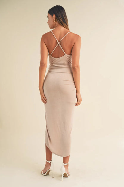 Mable Draped Detail Cami Midi Dress for Elegant Style - Love Salve 