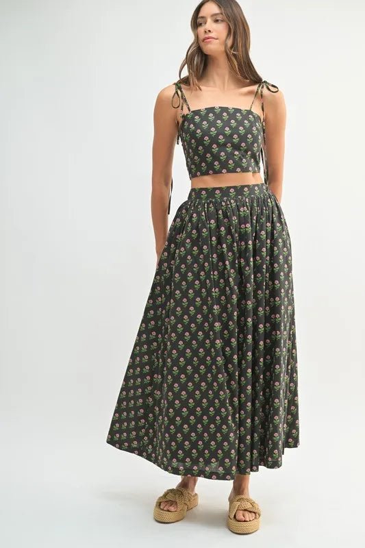 MABLE Floral Crop Top and Skirt Set - Love Salve