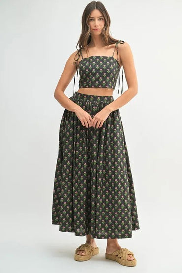 MABLE Floral Crop Top and Skirt Set - Love Salve