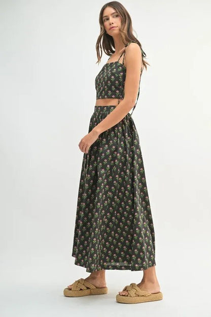 MABLE Floral Crop Top and Skirt Set - Love Salve