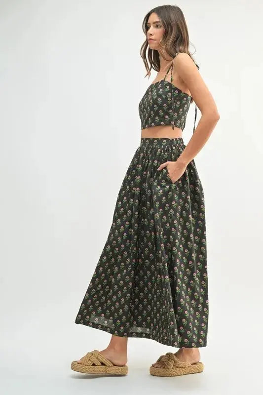 MABLE Floral Crop Top and Skirt Set - Love Salve