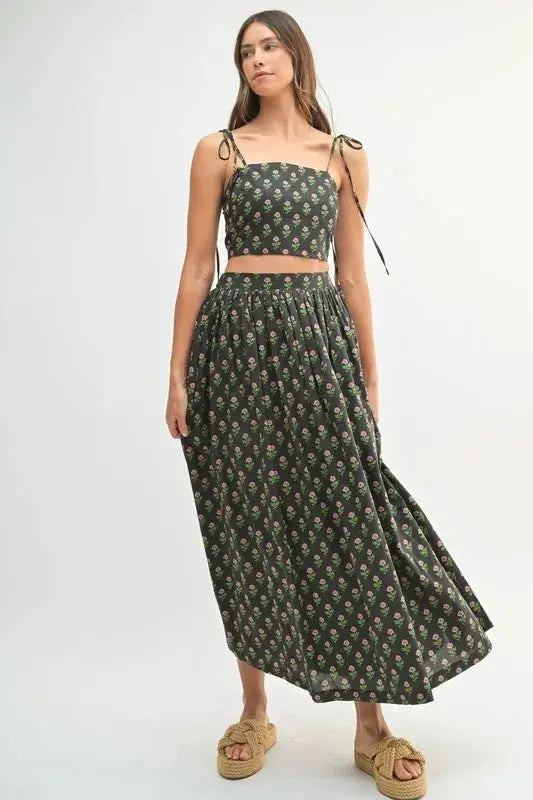 MABLE Floral Crop Top and Skirt Set - Love Salve