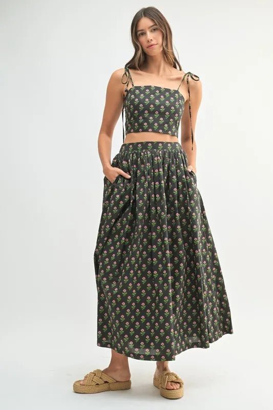 MABLE Floral Crop Top and Skirt Set - Love Salve