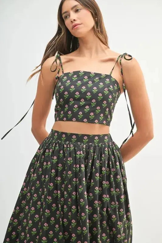 MABLE Floral Crop Top and Skirt Set - Love Salve