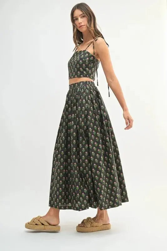 MABLE Floral Crop Top and Skirt Set - Love Salve