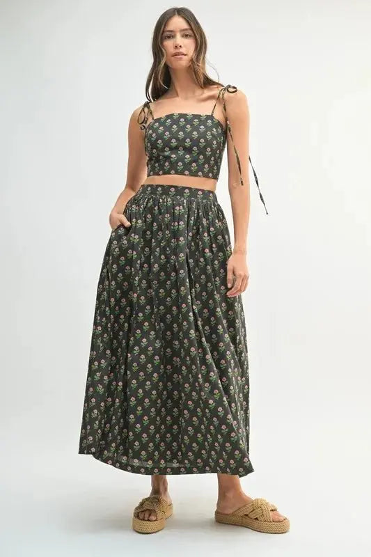 MABLE Floral Crop Top and Skirt Set - Love Salve