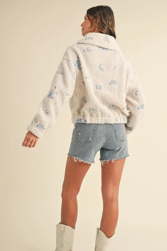 MABLE Floral Embroidered Fleece Teddy Jacket - Love Salve