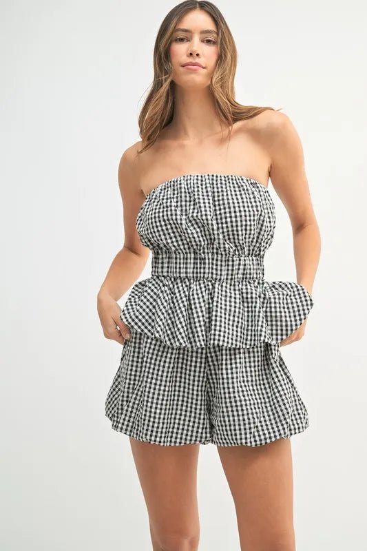 MABLE Gingham Tube Top and Shorts Set - Love Salve