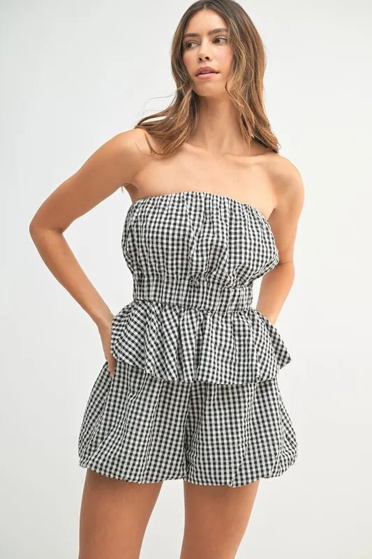 MABLE Gingham Tube Top and Shorts Set - Love Salve
