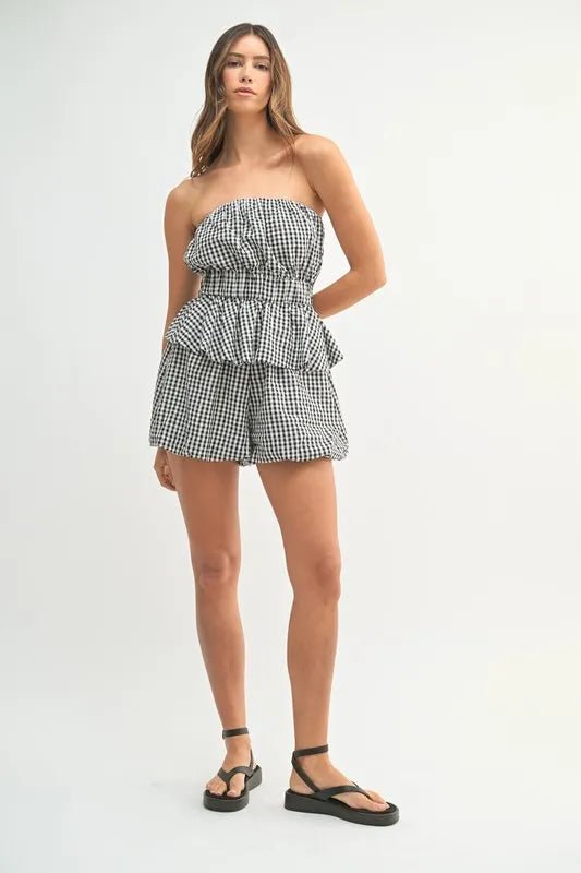 MABLE Gingham Tube Top and Shorts Set - Love Salve