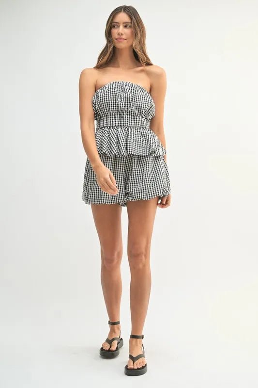 MABLE Gingham Tube Top and Shorts Set - Love Salve