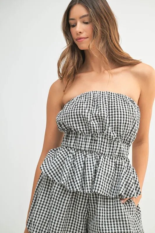 MABLE Gingham Tube Top and Shorts Set - Love Salve
