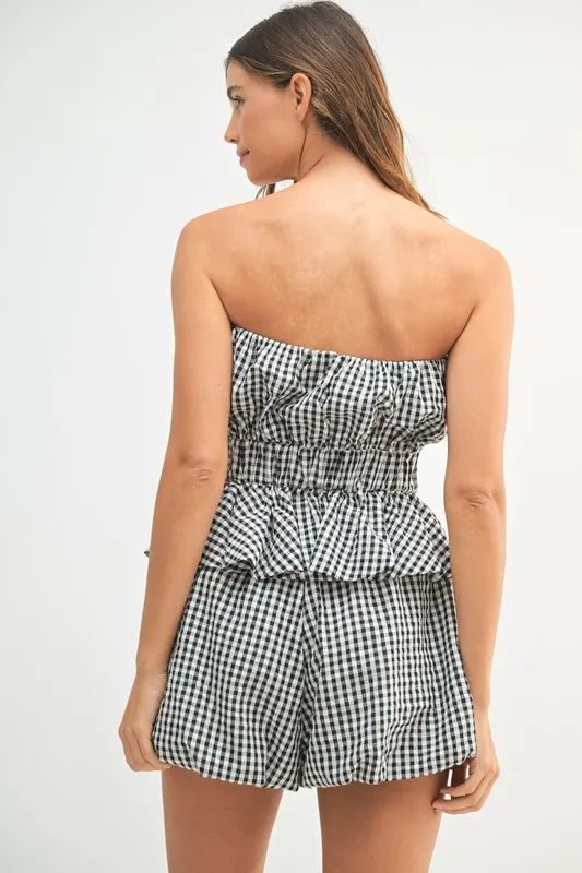 MABLE Gingham Tube Top and Shorts Set - Love Salve
