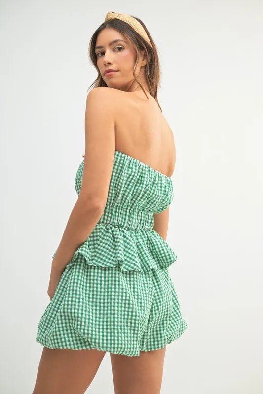 MABLE Gingham Tube Top and Shorts Set - Love Salve