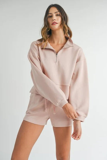 MABLE Half Zip Sweatshirt and Shorts Set - Love Salve