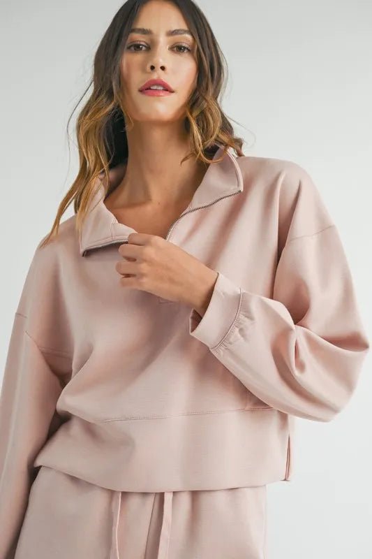 MABLE Half Zip Sweatshirt and Shorts Set - Love Salve
