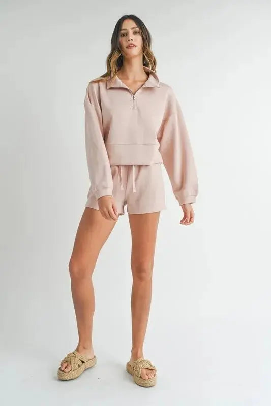MABLE Half Zip Sweatshirt and Shorts Set - Love Salve