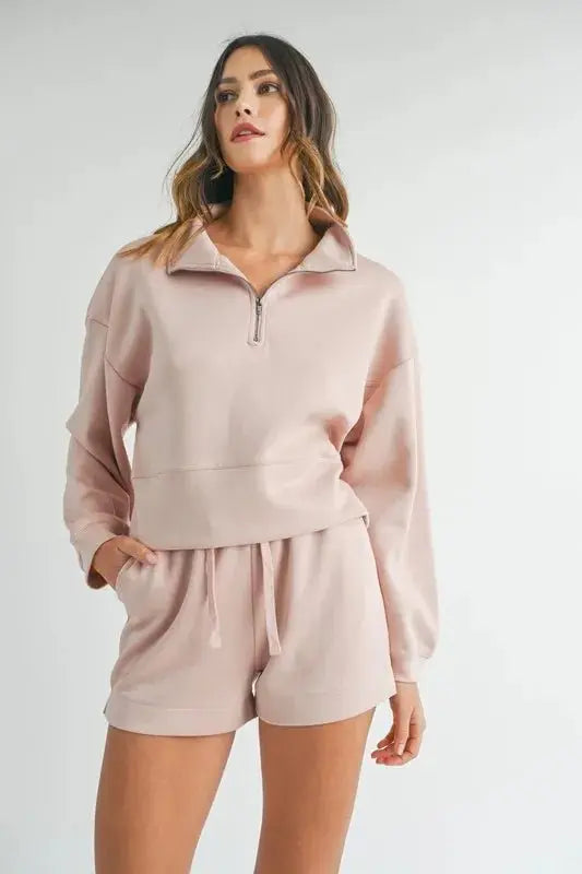 MABLE Half Zip Sweatshirt and Shorts Set - Love Salve