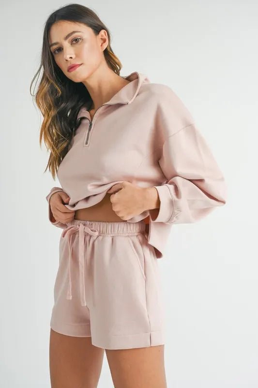 MABLE Half Zip Sweatshirt and Shorts Set - Love Salve