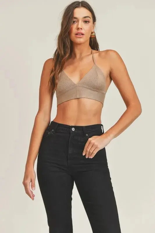 MABLE Long Sleeve Crop Sweater Top and Inner Bra Set - Love Salve