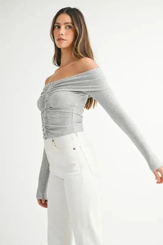 MABLE Off-Shoulder Long Sleeve T-Shirt for Casual Style - Love Salve 
