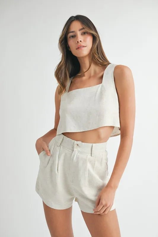 MABLE Sleeveless Crop Top and Shorts Set - Love Salve