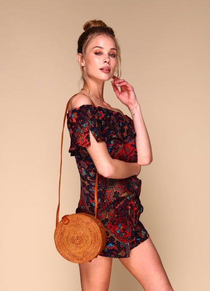 Machado Shorts | Boho Print Silk Shorts with Pockets - Love Salve 