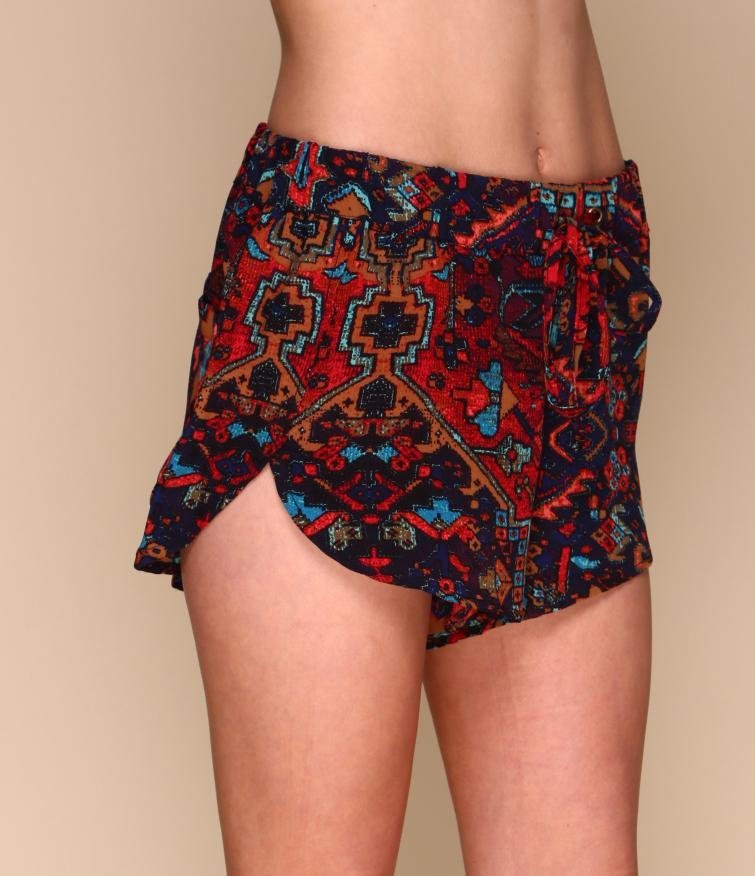 Machado Shorts | Boho Print Silk Shorts with Pockets - Love Salve 